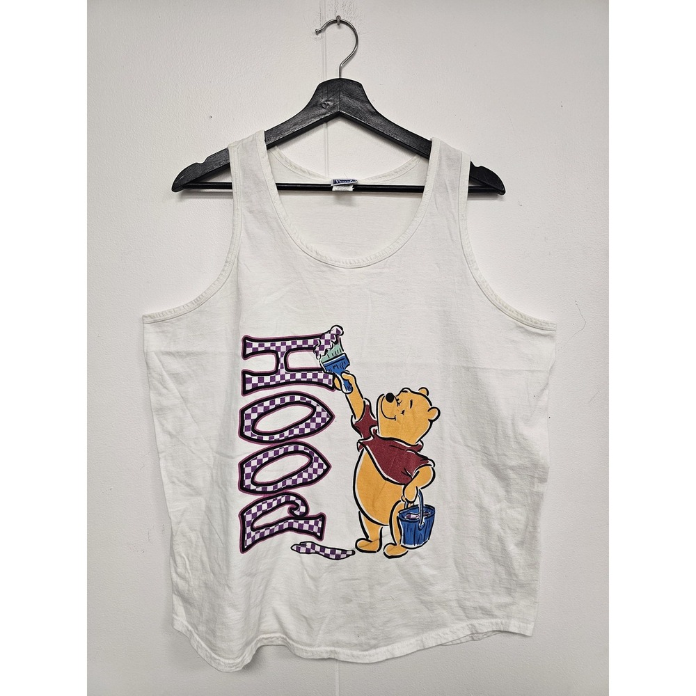 Vintage Pooh Shirt Womens Large White Tank Top Winnie The Pooh Graphic 90s